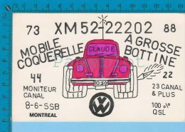 QSL Base Ou Mobile " Coquerelle " Montreal Quebec Canada (  XM-52...., CB Radio CPM ) Recto/verso - Autres & Non Classés
