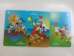 Prepaid Card,Disney Mickey Archery,fencing And Sailing,used - [2] Prepaid & Refill Cards
