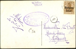Carte Postale Expédiée De Walcourt Vers Morlanwelz Datée Du 29/06/1917 (avec Cachet De Censure Charleroi) - Occupation Allemande