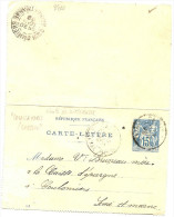 LINT4 - EP CARTE LETTRE SAGE 15c DATE 845 CALAIS PARIS SPECIAL  AOÛT 1899 - Kaartbrieven