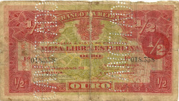 PORTUGUESE MOZAMBIQUE 1/2 LIBRAS OURO RED MOTIF EMBLEM FRONT &BACK CANCELLED DATED 15-09-1919 P.R5 VG READ DESCRIPTION!! - Moçambique