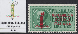 ITALY - 1944 R.S.I. Exp. 6MI - RARA Tiratura Di Milano - CV 140 Euro - Con CERTIFICATO + Firmato - GOMMA INTEGRA - MNH** - Eilsendung (Eilpost)