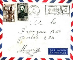 Bangui Oubangui Afrique Colonie Française Lettre Par Avion France Timbre Piroguier Savorgnan Brazza Flamme Marcophilie - Cartas & Documentos