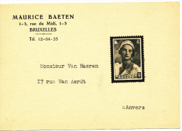 1936 Reclamekaart "Maurice Baeten" Met PZ411 Niet Afgestempeld  ?verzonden? Zie Scan(s) - Briefe U. Dokumente