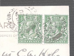 2 X 1/2D GREEN STAMPS PAIR FROM A BOOKLET OBVIOUS EXCESS PERFORATIONS UNCHECKED FOR VARIATIONS PERFORATIONS ETC - Brieven En Documenten