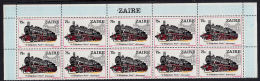 C0059 ZAIRE 1980, SG 982  75K Locomotives (trains) Marginalblock Of 10 MNH - 1980-1989