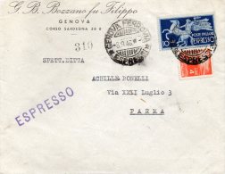 1946 LETTERA  ESPRESSO CON ANNLLO GENOVA - Poste Exprèsse/pneumatique