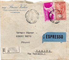 1953  LETTERA  ESPRESSO CON ANNLLO  VICENZA - Express-post/pneumatisch