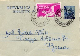 1954  CARTOLINA   ESPRESSO CON ANNLLO  MILANO - Express-post/pneumatisch