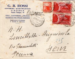 1947  LETTERA ESPRESSO CON ANNLLO PIACENZA - Express-post/pneumatisch