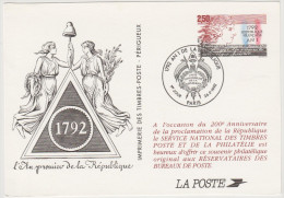 FRANCIA - France - 1992 - Entier Postal - 1792 AN 1 De La République - PARIS - FDC - Pseudo-officiële  Postwaardestukken