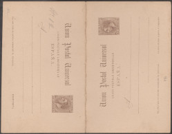 Espagne 1884. Carte Postale Avec Réponse Payée. Timbres à 15 Centimos  Alphonse XII, Regardant De Profil Vers La Gauche - 1850-1931