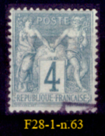 Francia-F00028 - 1876 -Y&T: N.63 - Privo Di Difetti Occulti - - 1876-1878 Sage (Type I)