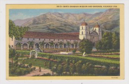 USA - SANTA BARBARA MISSION AND GROUNDS FOUNDED 1786 - Voyagée Vers Paris France 1946 - 2 Scans - - Santa Barbara