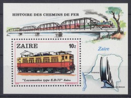 Zaire - 1980 Locomotives Block MNH__(TH-980) - Unused Stamps