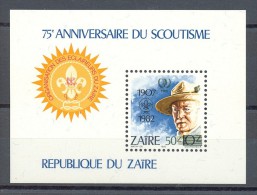Zaire - 1985 Scouts Overprints Block MNH__(TH-12891) - Ongebruikt