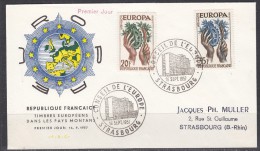 Europa Cept 1957 France 2v  FDC  (F311) Ca Conseil De L´Europe Strasbourg - 1957