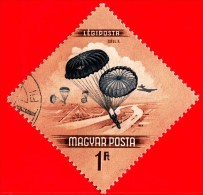 UNGHERIA - MAGYAR - 1954 - Aerei - Aviazione - Salto Con Paracadute - Parachutists - Posta Aerea - 1 - Used Stamps