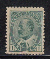 Canada MH Scott #89 1c Edward VII - Ink Smear Upper Right Frameline - Unused Stamps