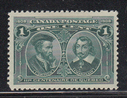Canada MH Scott #97i 1c Cartier & Champlain - Quebec Tercentenary - Hairlines In Margin - Ongebruikt