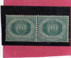 SAN MARINO 1894-99 STEMMA COAT OF ARMS ARMOIRIES  CENT. 5 COPPIA PAIR MNH DISCRETA CENTRATURA - Neufs