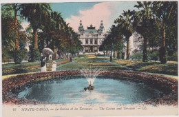 Carte Postale Ancienne,MONACO EN 1914,MONTE CARLO,CASINO,FONTAINE,BASSIN,JARDIN - Spielbank