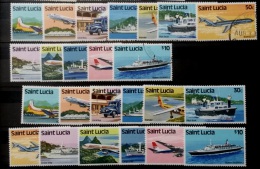 (01) St. Lucia  Transport Definitives / Ships / Cars / Planes  ** / Mnh And Used / Oo   Michel  502-13 - St.Lucia (1979-...)