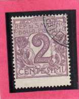 SAN MARINO 1903 CIFRA NUMERAL CENT.  2  TIMBRATO USED - Oblitérés