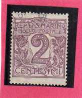 SAN MARINO 1903 CIFRA NUMERAL CENT.  2  TIMBRATO USED - Used Stamps