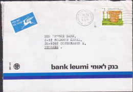 Israel Airmail Par Avion Label BANK LEUMI, NAHARIYYA 1991 Cover Lettera To Denmark Archaelogy In Jerusalem Stamp - Briefe U. Dokumente