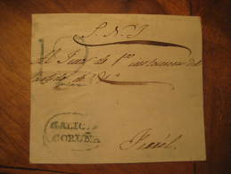 FERROL Coruña Galicia Black Cancel Prefilatelia Prephilately Carta Frontal Front Letter España Spain - ...-1850 Préphilatélie