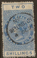 NZ 1882 2/- Long Type QV SG F34 U #CD271 - Postal Fiscal Stamps