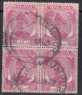 Block Of 4 Used, 10 Selangor 1949, Malaya - Selangor