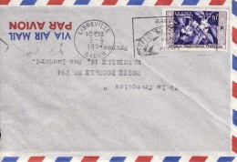 Libreville Gabon Afrique Colonie Française Lettre Par Avion Pour La France Timbre Stamp Le Café Flamme Marcophilie - Cartas & Documentos