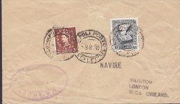 Great Britain Ships Mail Purple R.M.S. "Andes" Posted On The High Sea 1958 Cover Brief Additional ICELAND Stamp !! - Lettres & Documents