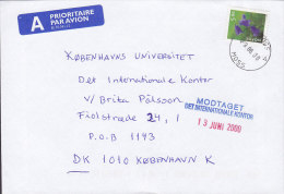 Norway A Prioritaire Par Avion Label MOSS 2000 Cover Brief To Denmark Flower Blume Stamp - Storia Postale