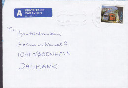Norway A Prioritaire Par Avion Label HAUGESUND 1994 Cover Brief To Denmark Kabelbahn Auf Den Berg Fløyen Stamp - Brieven En Documenten