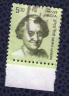 Inde 2008 Oblitéré Rond Used Indira Gandhi Bord De Feuille - Gebruikt