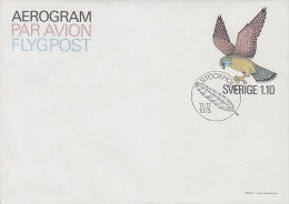 Sweden Postal Stationery Ganzsache Entier Aerogram Par Avion Flygpost 1.10 Kr Bird Vogel Oiseau Falke Falcon FDC 1975 - Entiers Postaux