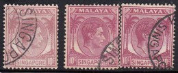 Singapore Used 1948, 10c Purple Colour / Shade Variety ????/ - Singapore (...-1959)