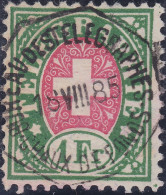 Heimat NE Chaux De Fonds 1885-08-18 Voll-Stempel Auf 1Fr. Telegraphen-Marke - Télégraphe