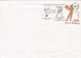 RUGBY, PIERRE DE COUBERTIN, REFEREE, FIRST FRENCH CHAMPIONSHIP FINAL, SPECIAL POSTMARK ON COVER, 2002, ROMANIA - Rugby