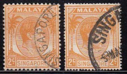 2 Diff., Perf., Of 2c 1948 And 1952, Singapore KG VI Used - Singapore (...-1959)