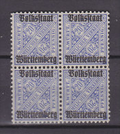 WÜRTTEMBERG 264 D 4erBlock, Postfrisch **, Dienstmarke, Geprüft - Mint