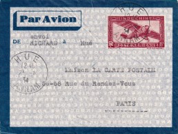 Hué Hindochine To Paris 1934 - Luchtpost