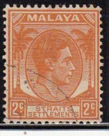 Straits Settlements 2c Orange, Used 1941,  Malaya, KG VI - Straits Settlements