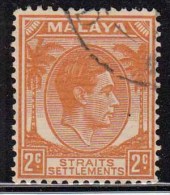 Straits Settlements 2c Orange, Used 1941,  Malaya, KG VI - Straits Settlements