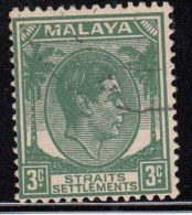 Straits Settlements 3c Green,  Used 1941,  Malaya, KG VI, - Straits Settlements