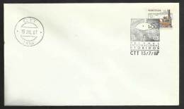 Portugal Cachet Numerique + Cachet Commémoratif  Biennal Art Óbidos 1987 Event Pmk + Numeric Cancel - Postal Logo & Postmarks