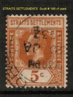 STAITS SETTLEMENTS   Scott  # 186 VF USED - Straits Settlements